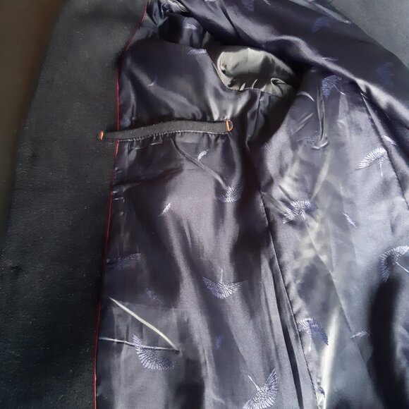 Aptro SZ XL Men's Fully Lined Black Standing Collar Overcoat - Picture 6 of 15